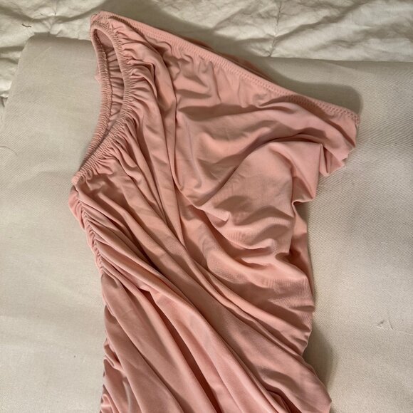 NORMA KAMALI DIANA GOWN, One shoulder, shirred, sides, Light Pink, Size:XS, NWOT - Picture 1 of 9